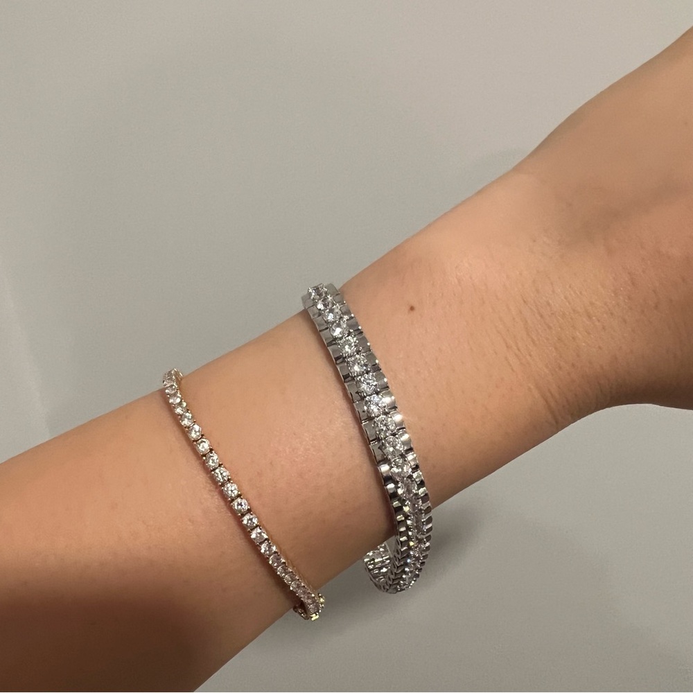 NEW Diamonique Sterling Silver Fashion Tennis Bracelet